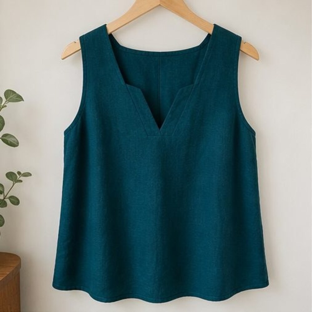 Teal V Neck Top